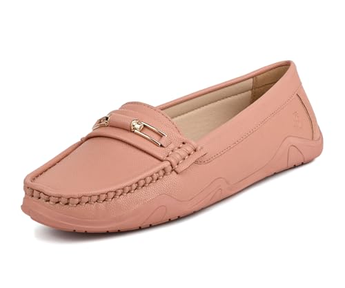 LOUIS STITCH Women’s Premium Pink Slip-On Loafers | Elegant Solid Slip-On Comfort Shoes for Casual and Formal Wear | Slip-On Loafer Shoes for Women | LSLD-BLR-HS03-PK | UK-4