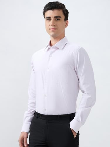 Raymond Men Contemporary Fit Structure Pattern Pure Cotton Semi Cutaway Collar Full Sleeve Formal Shirt Red