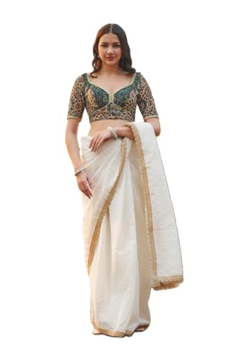 SALWAR STUDIO Beige Ajrakh Pure Cotton Sweetheart Neck Readymade Blouse