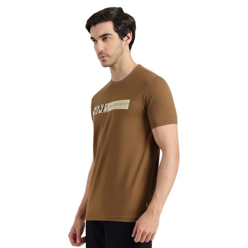 United Colors of Benetton Regular Fit Round Neck Printed T-Shirt (Size : KL) - 26P3ZSTJ3515IMC2 Brown