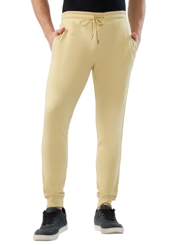 Park Avenue Men Slim Fit Solid Pattern Cotton Polyester Blend Flat Front Casual Jogger Pant