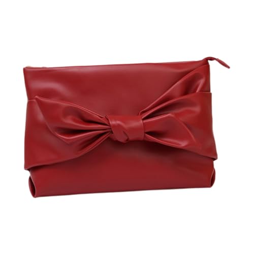 LOOM TREE® Bow Clutch Bag Decoration Pu Leather Evening Handbag For Wedding Lady Dating Red | Womens Handbags & Bags