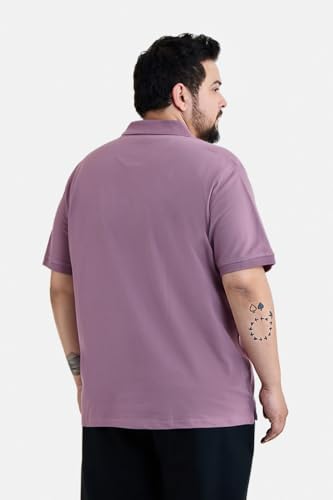 SNITCH Men Plus Size T-Shirt | Modern Zip Neck Polo with Half Sleeves & Regular Fit | Breathable Cotton Lycra Blend Fabric with Stretchy Finish for Smart Casual & Holiday Wear | Mauve
