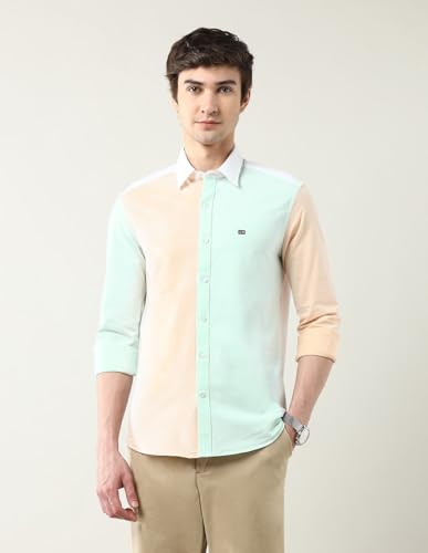 Arrow Sports Men's Colorblocked Slim Fit Oxford Shirt White