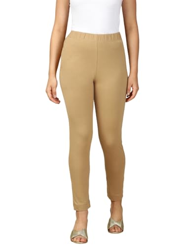Lux Cozi PYNK Women's Solid Premium Cotton Lycra Kurtipant with Side Pocket_COZI_PYNK_KURTIPANT_102_FS_1PC Khaki