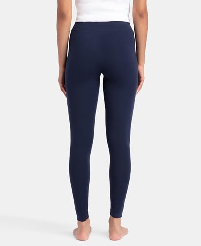 Jockey Women's Super Combed Cotton Elastane Stretch Yoga Pant with Side Zipper Pockets & Drawstring Closure_Style_AA01_Navy Blazer_M