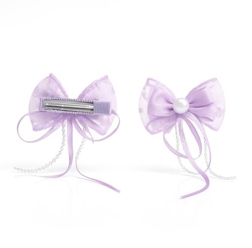 Kids Cat Eye Sunglasses with Lavender Hair Bow Clips Combo for Girls | UV Protection Stylish Accessory Set of 2