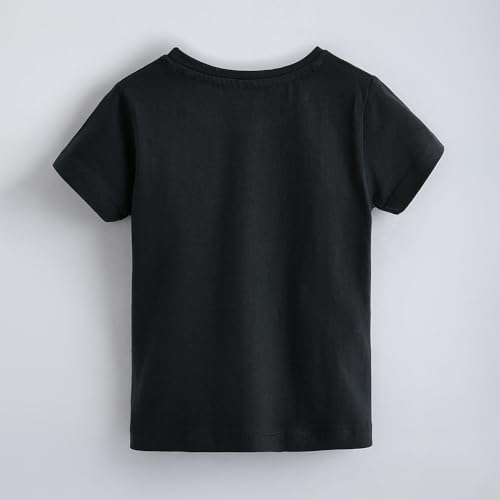 Hopscotch Girls Typography Cotton Jersey T-Shirt in Black Color for Age (4-5 Years)