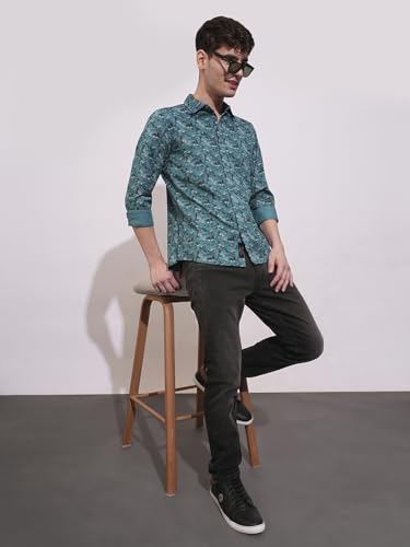 Being Human Teal Slim Fit Regular Collar Men's Shirt Clothing