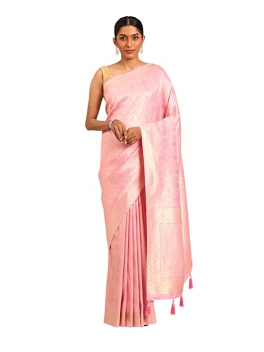 MOHEY Women's Pink Art Silk Stone Work Saree (Pink)
