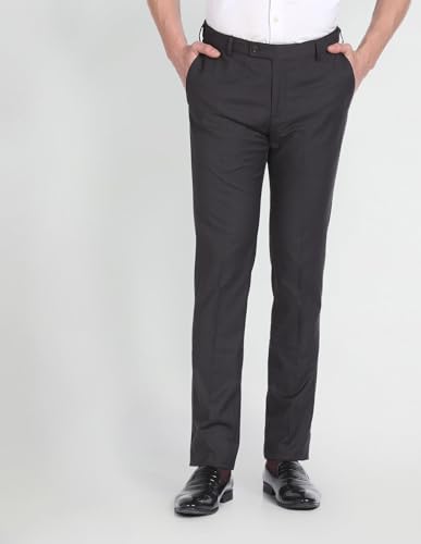 Arrow Solid Dobby Formal Trousers Dark Brown