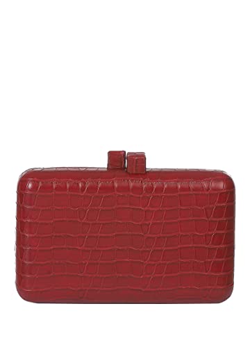 Satya Paul Maroon Pu Leather Clutch for Women