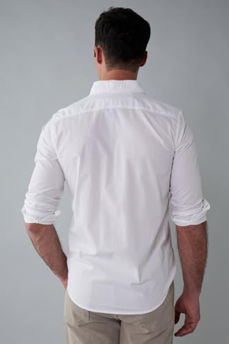 American Eagle Men White Everyday Poplin Button-Up Shirt
