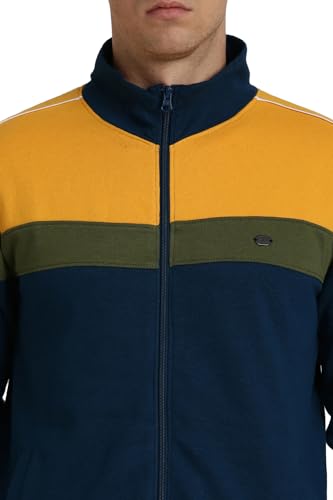 Peter England Men Navy Patterned Stylized Neck Sweatshirt