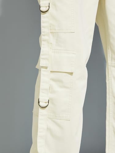 Max Alaya F x URB_N Women Solid Cargo Trousers (Beige_26)