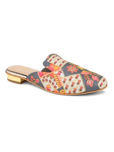 pelle albero Women Grey Slip-On Mules Flats Sandals - PA-ES-1253_Grey_36