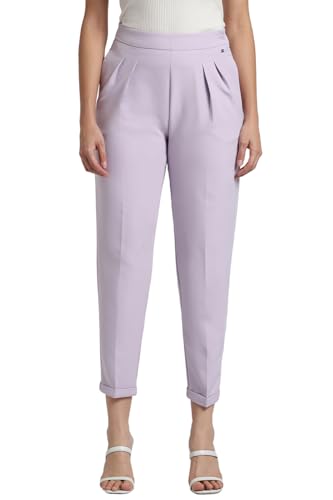 Allen Solly Women's Regular Casual Pants (Purple)