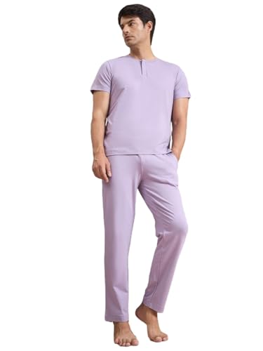 Sweet Dreams Men Gentlemen Solid Pyjama Set Lilac