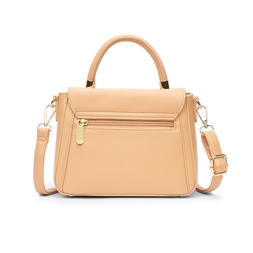 Caprese Wind Small Satchel Bag for Women | Woven Texture Faux Leather Shoulder Bag with Adjustable & Detachable Strap | Dual Zipper & Magnetic Button Closure for Office & Casual Use (Mocha Mousse)