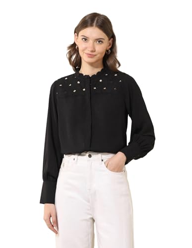 U.S. POLO ASSN. Embroidered Yoke Top (UWSS25TOP304_Black_XS)