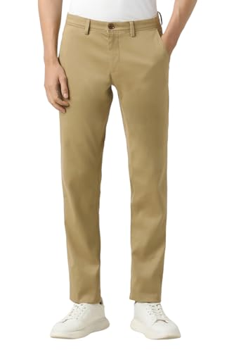 Men Khaki Solid Trousers