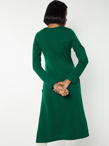 Max Women Embroidered Winter Kurta(Green_S)