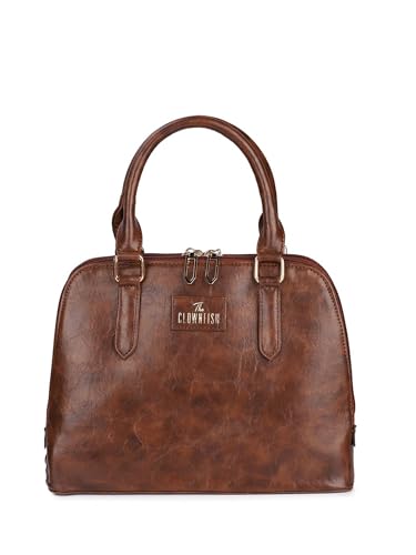 THE CLOWNFISH Martina Handbag for Women Office Bag Ladies Shoulder Bag Tote For Women College Girls (Brown)