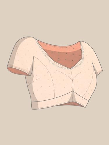 MOHEY Women's Cream Chinon Stone Work|Zari Saree (Cream)