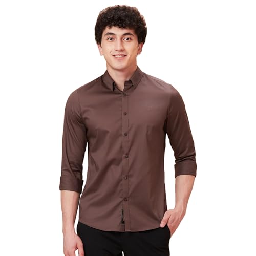 Being Human Garments Mens-Top Shirts Coffee (Size: 3XL)-BHMLS24113-COFFEE
