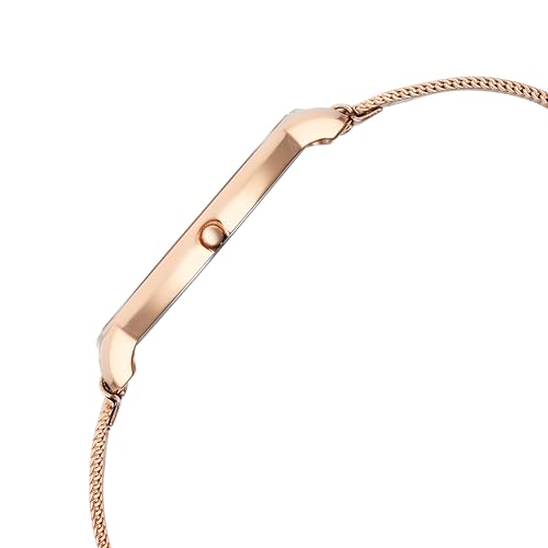 EDGE Titan Metal Ladies Allure Quartz Analog Mother of Pearl Dial Rose Gold Stainless Steel Strap Watch for Women - NT2654WM02