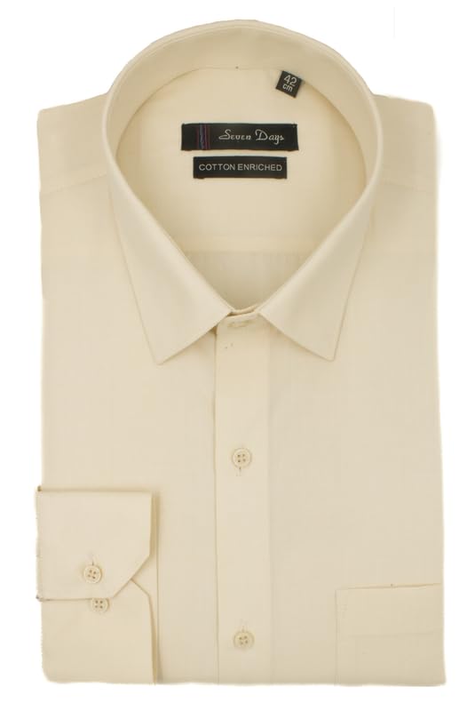 Plus Size Formal Shirts Man Office Wear, Regular Fit Shirt Men Full Sleeve, Light Beige 1 Colour Shirt Branded, 48 4XL Size Plain Gents Sart, Wrinkle Poly Cotton Blend Polycotton Polyester Official