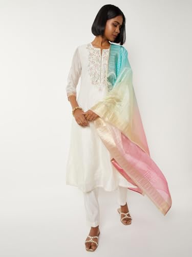 Max Women's Cotton Blend Kurta Set (EXST61003_Off White