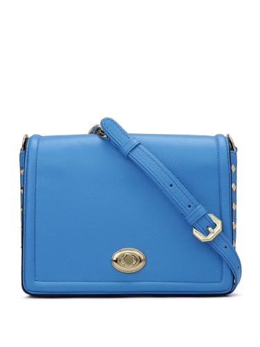 Da Milano Genuine Leather Blue Sling Bag (01604) (Small)