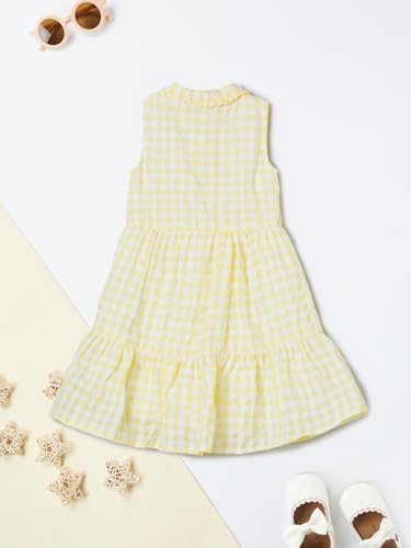 Max Girls Checked A-line Dress (Yellow_2-3 Y)