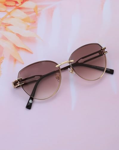 Premium Gold with Brown Toned & UV Protected Lens Cat Eye Sunglass for women