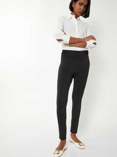 Max Women Striped Knit Treggings (Grey_S)