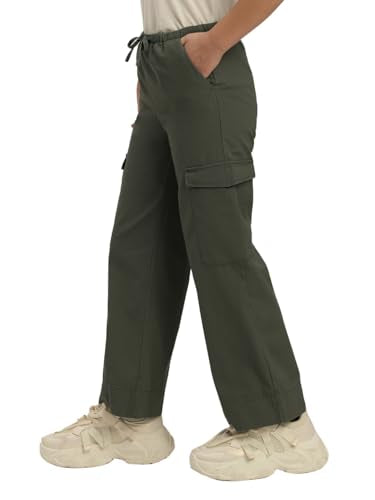 VERO MODA Girl Mid Rise Straight Fit Green Pants