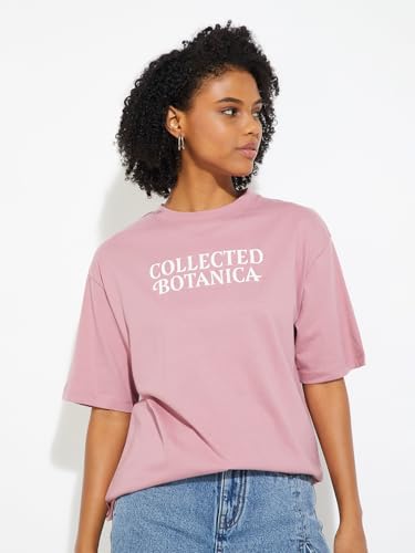 Max URB_N Women Oversized Back Printed T-Shirt (Pink_XS)