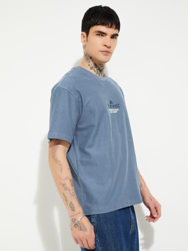 Max URB_N Men Printed Oversized Fit T-Shirt(Blue_L)