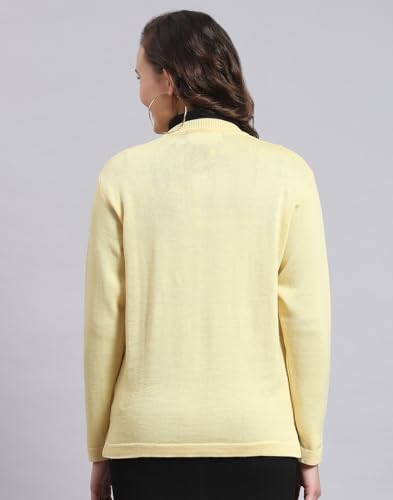 Monte Carlo Womens Pure Wool Solid Sweater (1230714Vn-2426-42, Lemon, XXL)