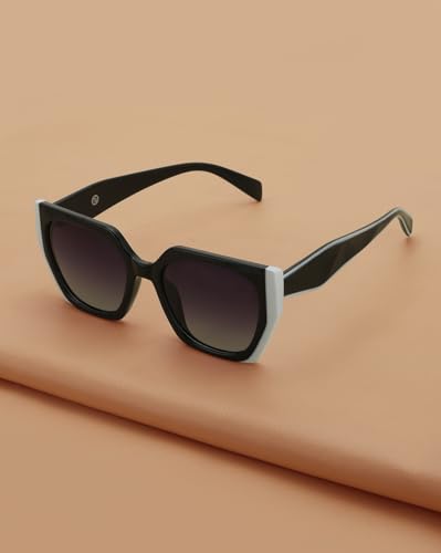 Carlton London Black and White Toned with Polarised Lens Oversized Sunglass for women