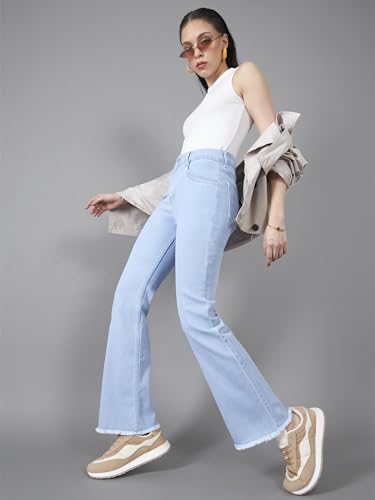 Miss Chase Women's Boot Cut High Rise Cropped Stretchable Denim Jeans (MCSS24DEN79-03-158-36, Light Blue, 36)