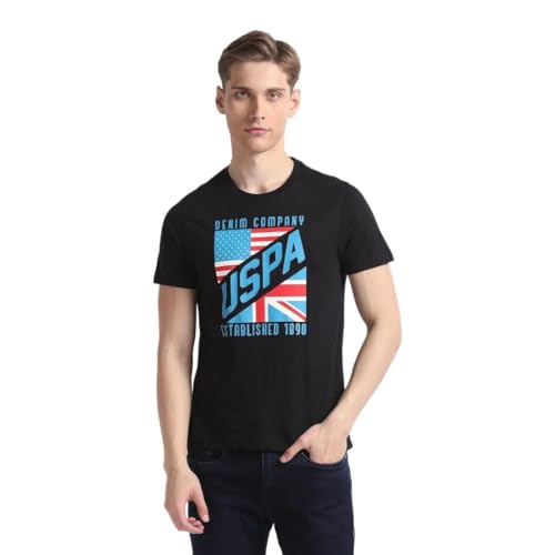 U.S. POLO ASSN. Mens Graphic Round Neck HS T-Shirts (UDTSHS0730_Black_S)