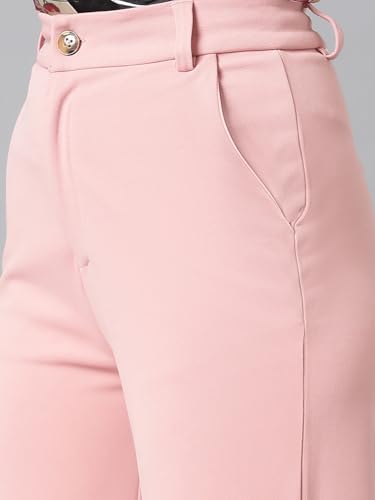 KOTTY Women's Straight Leg High-Rise Stylish Designer Trousers(Multicolor,26)
