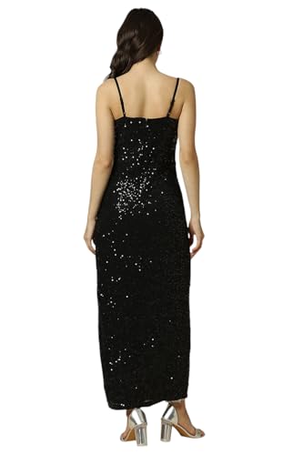 Allen Solly Women's Polyester Modern Maxi Dress (AHDRERGF625891_Black