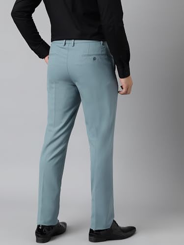SUBTRACT Men 4 Way Stretch Wrinkle Free Slim Fit Formal Trouser in PowderBlue with 2 Inch Flexible Waistband | Men's Trousers for Office Or Party (PowderBlue,38)