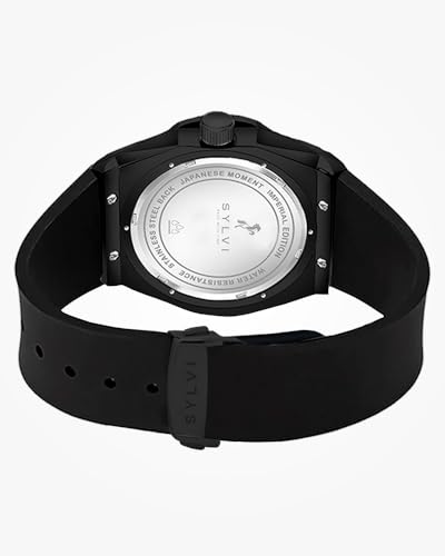 Sylvi Imperial Analog Watch for Men, Black Dial with 40mm Stainless Steel Case, Silicone Strap, 3 ATM 30m Water Resistant, Mineral Glass, Quartz Date Display, Slim Formal & Casual, 1 Year Warranty