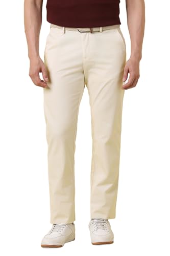 Men Beige Solid Casual Trousers