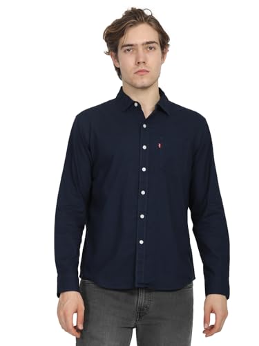 Levi's Men's Solid Slim Fit Shirt (002BS-0002_Blue
