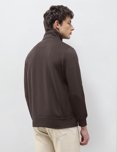 U.S. Polo Assn. Denim Co. Men's Solid Regular Fit Sweatshirt (UDSWS0726_Dark Brown_S)